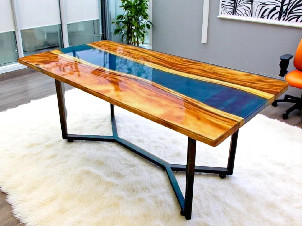 Handcrafted Blue Epoxy Resin Dining Table Masterpieces